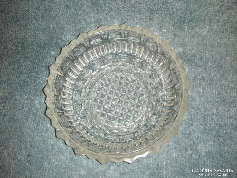 Vastag üveg kínáló tál, asztalközép (A4)