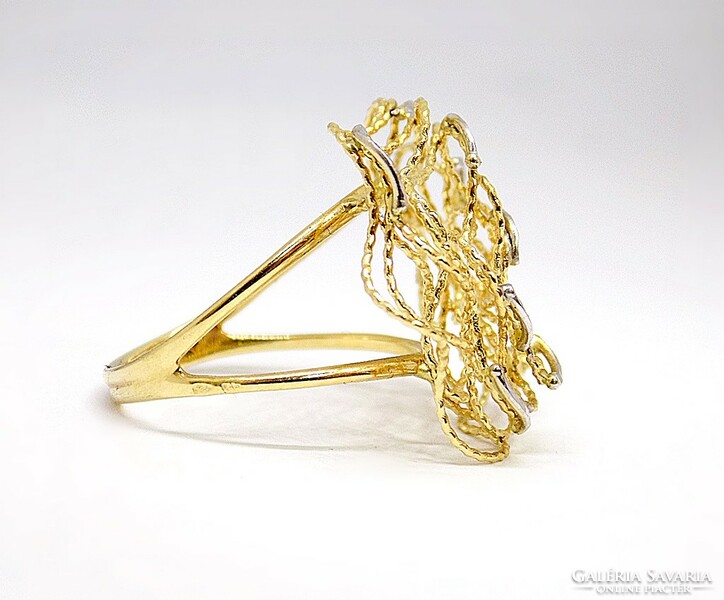 Virágos sárga-fehér arany gyűrű (ZAL-Au64615)