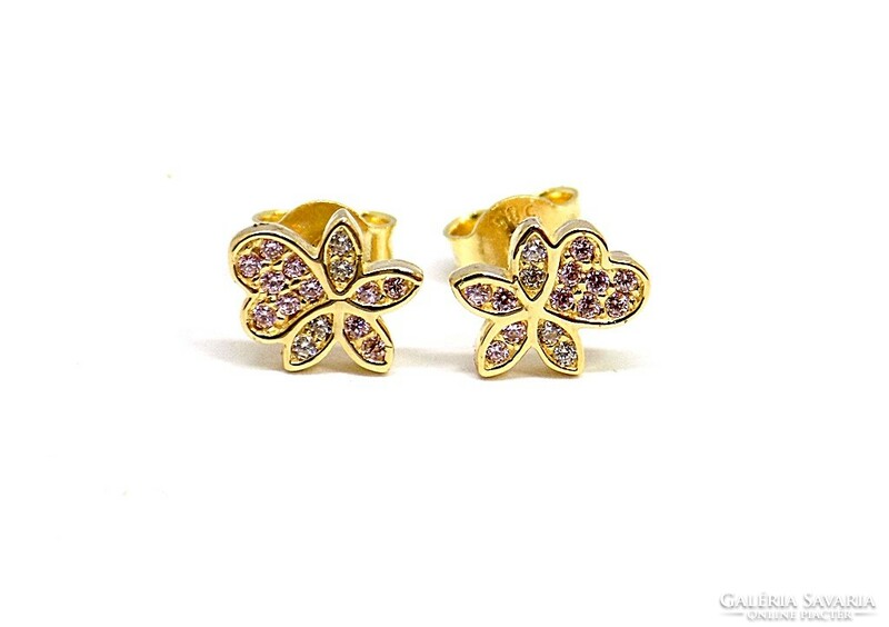 Floral heart gold earrings (zal-au121446)
