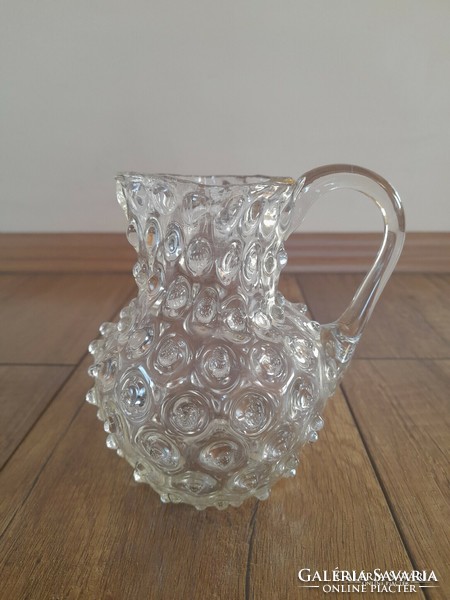 Antique blown glass small jug with a cam