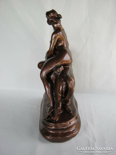 Female nude on the back of a lion sculpture 27x21 cm