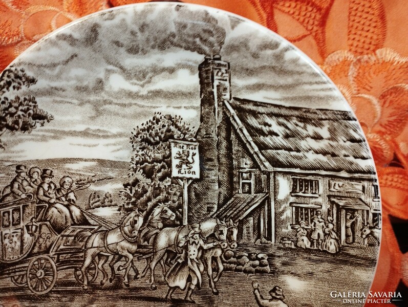 English, scenic porcelain small plate, saucer, postcart from the series