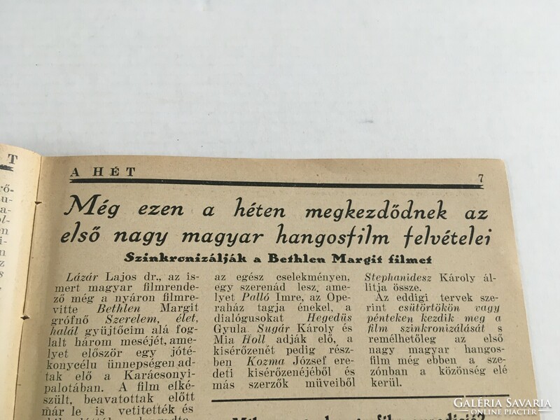 A Hét - képes hetilap, 1939. március 27., VI. évfolyam 13.szám - Greta Garbo a címlapon