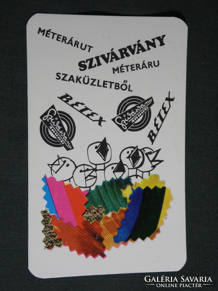 Kártyanaptár, Szivárvány áruház, Budapest, Bétex méteráru üzlet, grafikai rajzos ,1976,   (5)
