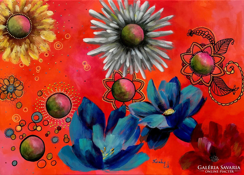 May all flowers bloom for you - acrylic painting [mixed media] - 50 x 70 cm