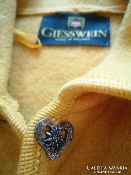 Giesswein 42-es Oktoberfest trachten kabát, 100% gyapjú tiroli, dirndl, havasi gyopárral