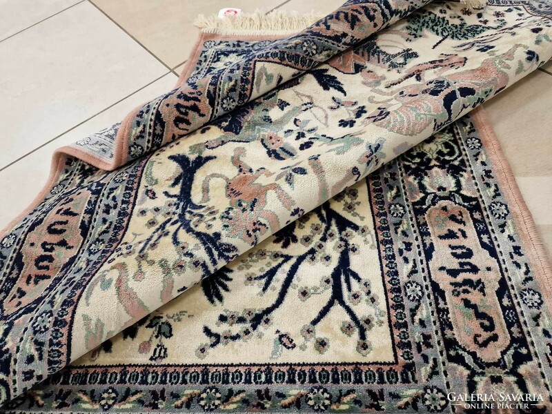 Iráni 94x150 cm pamutselyem perzsa szőnyeg MZ222