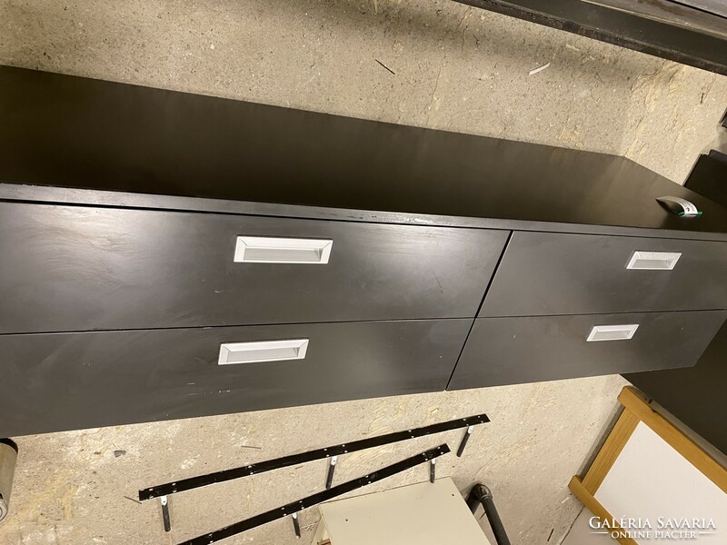 Double drawers, six-section cabinet row. An excellent line of wall cabinets for salons, shops and wardrobes