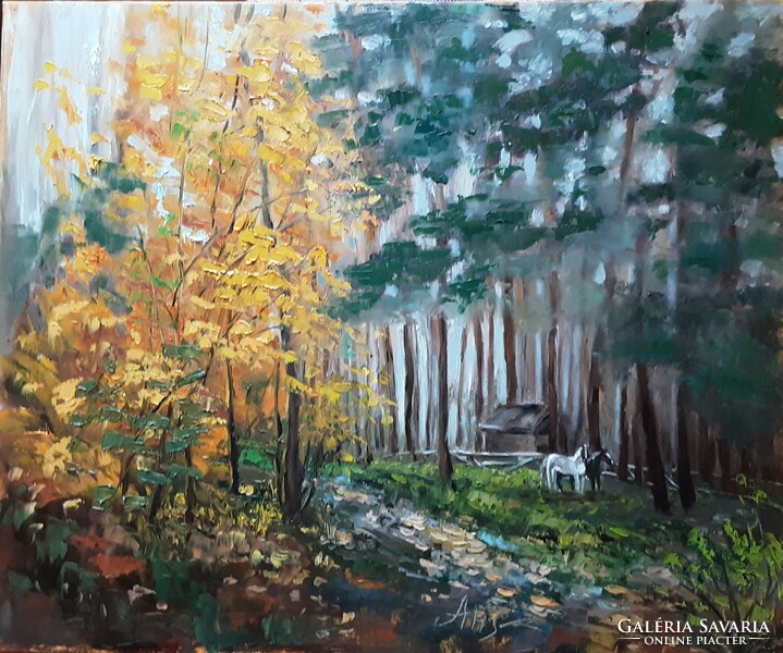Antiipina galina: forester's house. Oil painting, canvas, painter's knife. 50X60cm