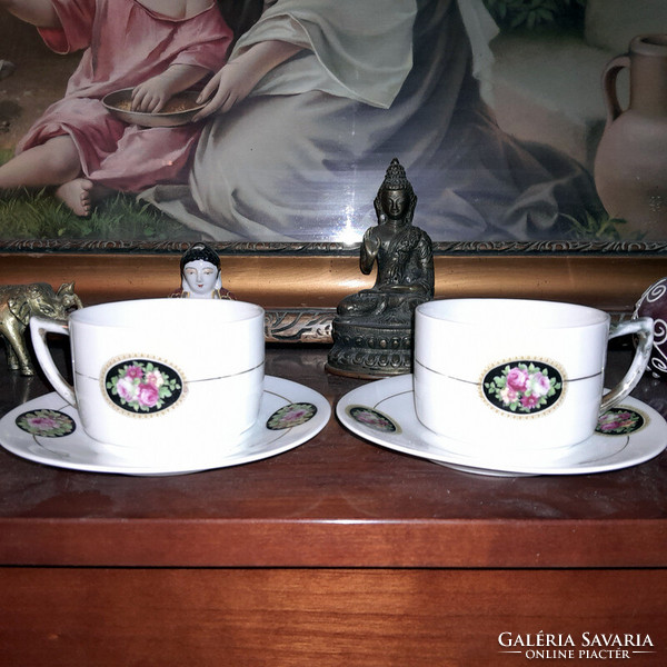 Secession pink medallion tea cup and base - art&decoration