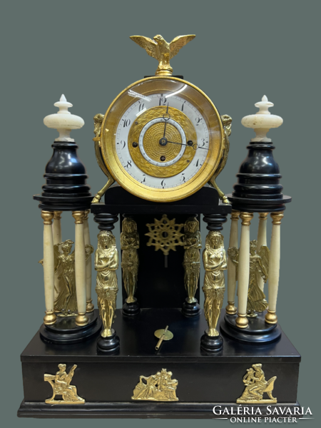 Rare and exciting restored antique Empire sculptural fireplace clock-furniture clock-living room clock