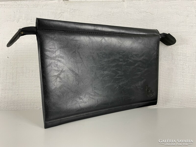 Savings cooperative - zippered faux leather file holder - black color (2)