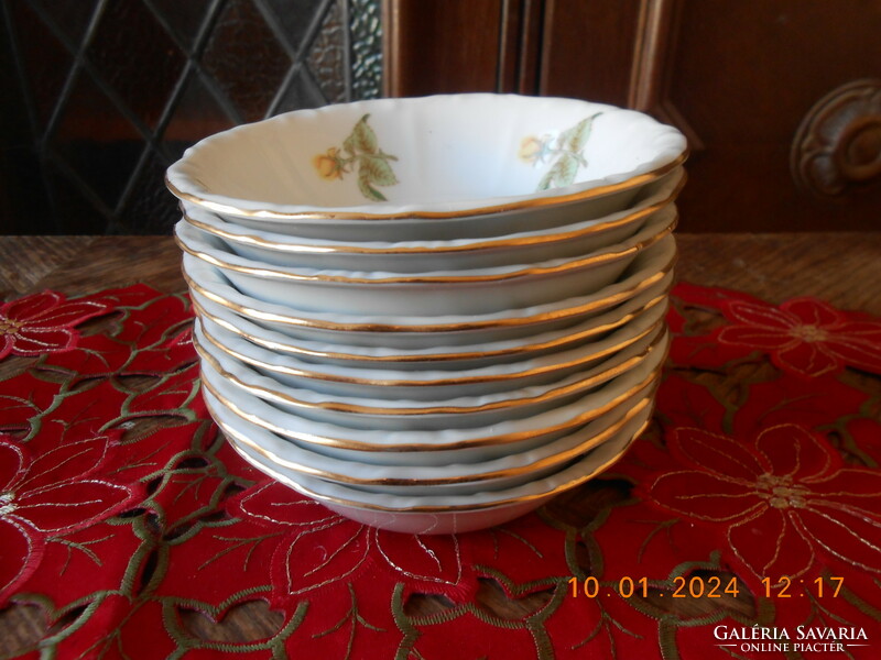Zsolnay compote bowl with yellow rose pattern