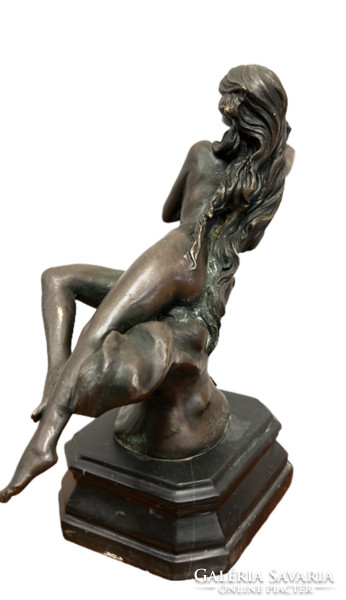 FELIX-MAURICE CHARPENTIER - Hullócsillag női akt bronz szobor talapzaton