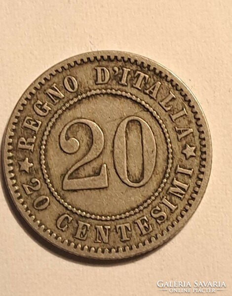 2 coins of Italy: 5 centesimi 1867, 20 centesimi 1894