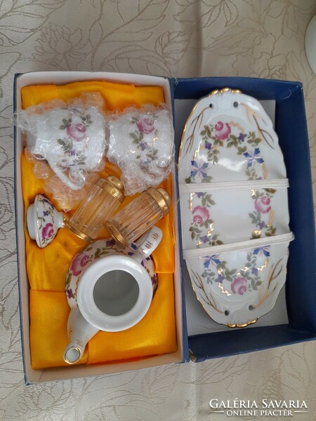 Old mini coffee set for two in its original box