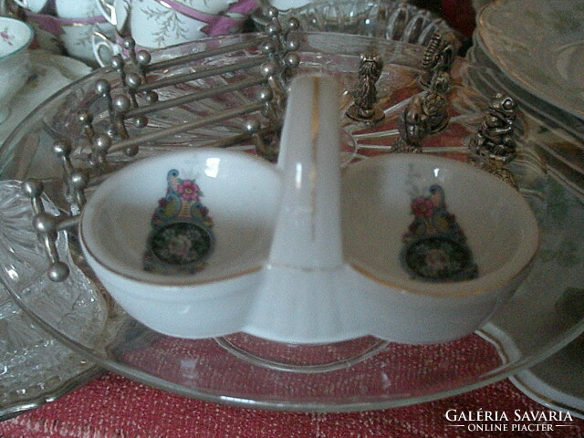 Antique salt and pepper holder made of thick porcelain - art&decoration