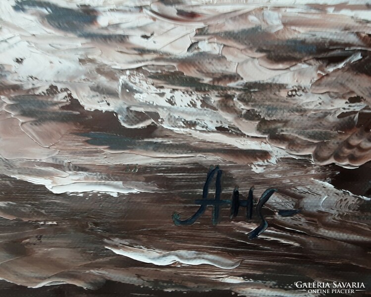 Antyipina Galina: Tengeri hullám. Olajfestmény, vászon, festőkés. 50x70cm