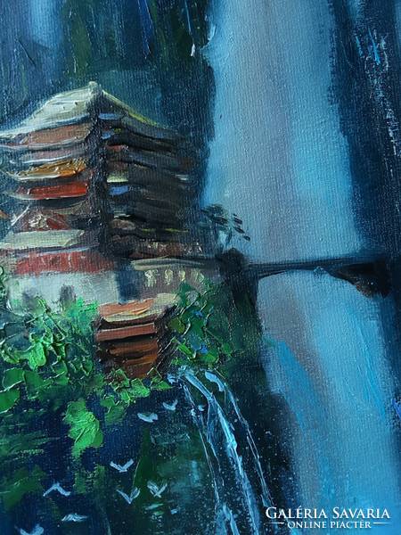 Antiipina galina: a Chinese monastery in the mountains. Oil painting, canvas, painter's knife. 60X50cm