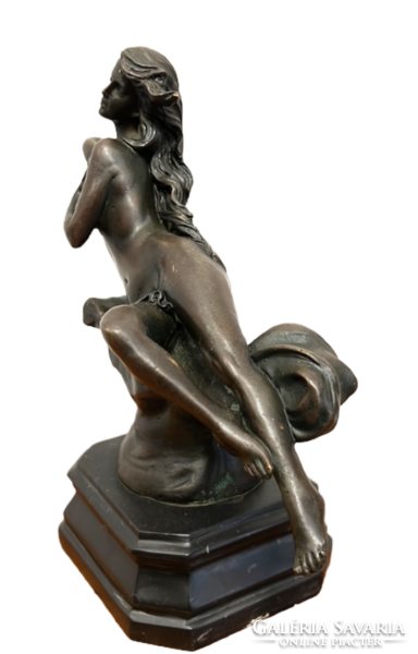 Felix-maurice charpentier - shooting star female nude bronze statue on pedestal