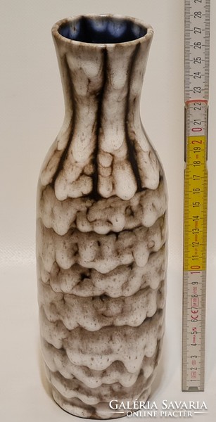 Medium ceramic vase from Hódmezővásárhely, line pattern, dark brown, gray glaze (2896)