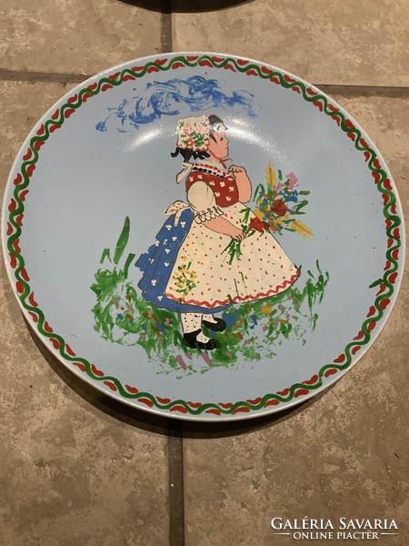 A very rare pair of painted granite plates!