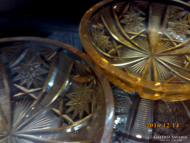 2 Old amber crystal bowls