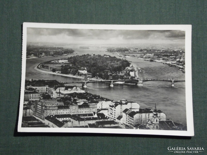 Postcard, Budapest, Margaret Island skyline detail