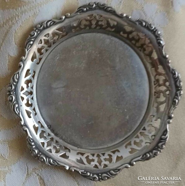 Antique silver coaster - silver bowl with openwork rim