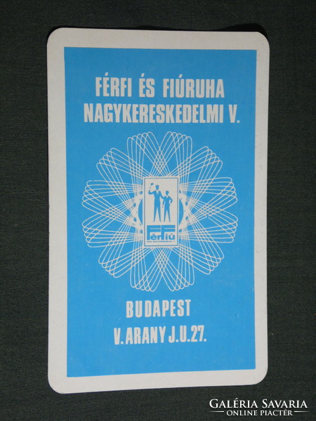 Kártyanaptár, Férfi Fiú ruházati vállalat, Budapest ,grafikai, 1975,   (5)