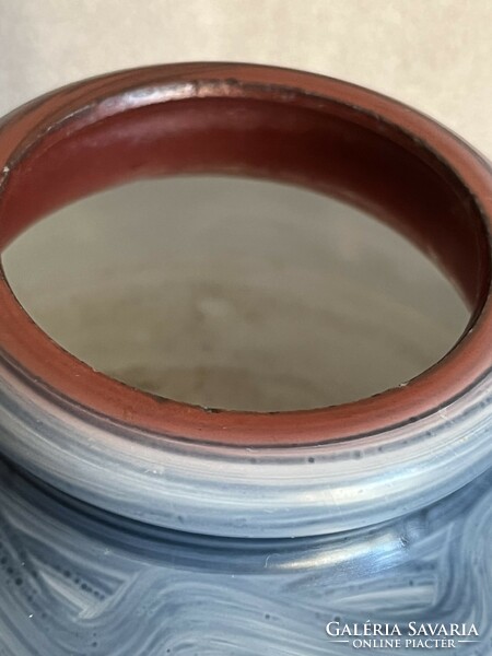 Kék hullámos mintájú üveg váza Kosta Boda jelzéssel (U0008)