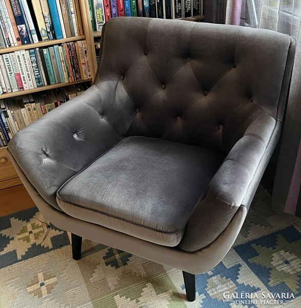 Chesterfield fotel (Stylife), vintage stílusú új bársony fotel