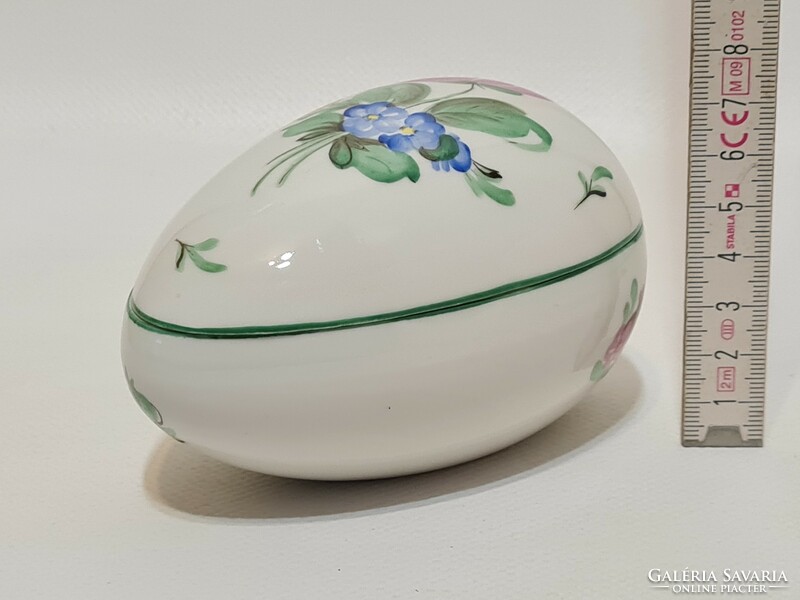 Herendi virágmintás, tojás porcelán bonbonier (2897)