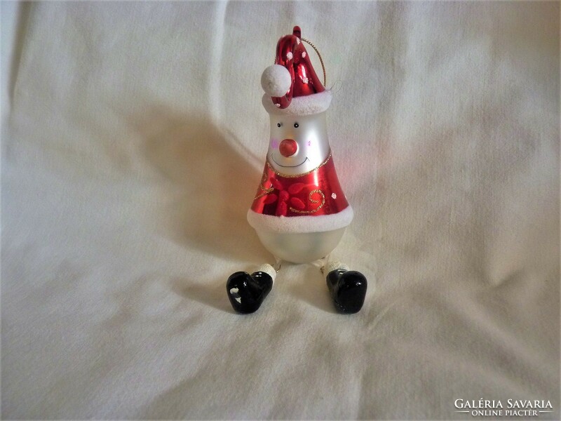 Retro glass Christmas tree decoration - snowman!