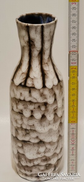 Medium ceramic vase from Hódmezővásárhely, line pattern, dark brown, gray glaze (2896)