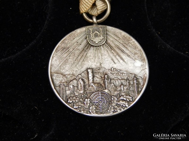 Bundesschießen jubilee pendant 1930 with ravensburg ribbon, silver fineness mark