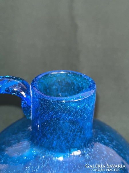 Blue bubble glass jug 14 cm (u0005)