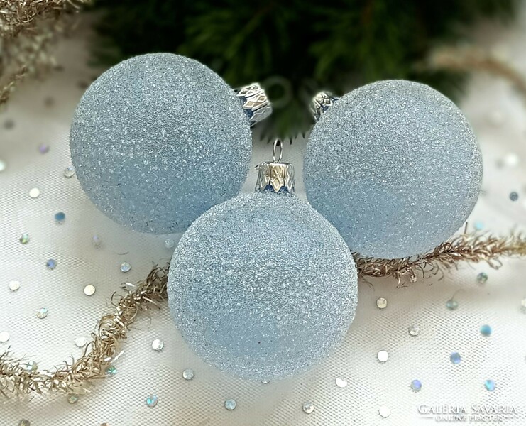 Velencei harmatos üveg gömb karácsonyfa dísz 3 db együtt 6-7 cm