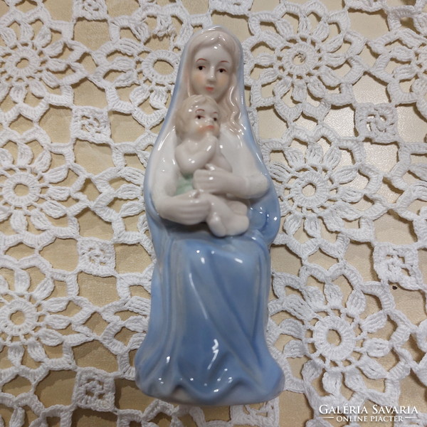 Figurative porcelain statue of the Virgin Mary with baby Jesus