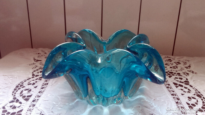 Beautiful blue glass Czech designer table decoration offering - art&decoration