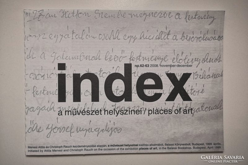 Index-Link, a művészet helyszínei / Places of Art - no.62-63. 2008. nov-dec. A. Menesi - C. Rauch