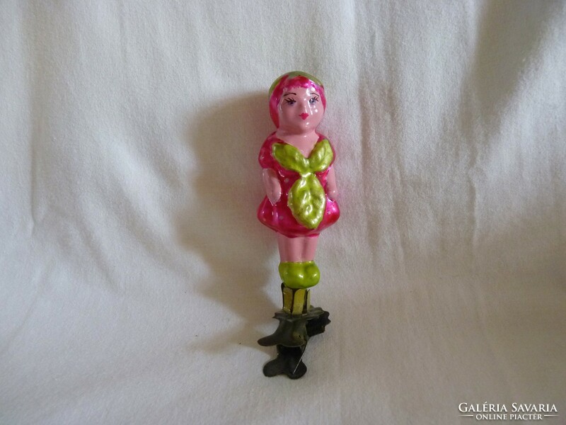 Old glass Christmas tree decoration - character from the tale Cipollino - clip!
