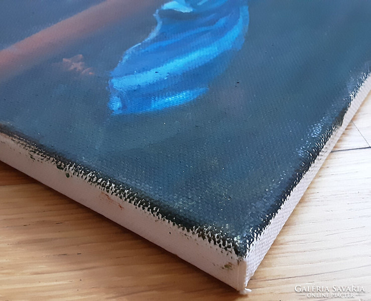 Antiypina galina: blue still life. Oil painting, canvas. 50X40cm