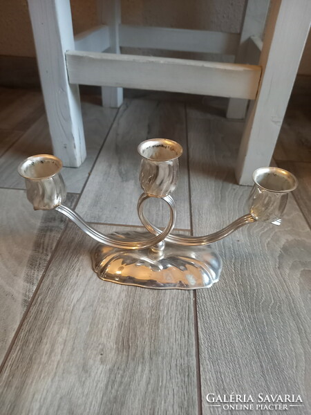 Beautiful old silver-plated trident candle holder ii. (14X23.8x8.8 cm)