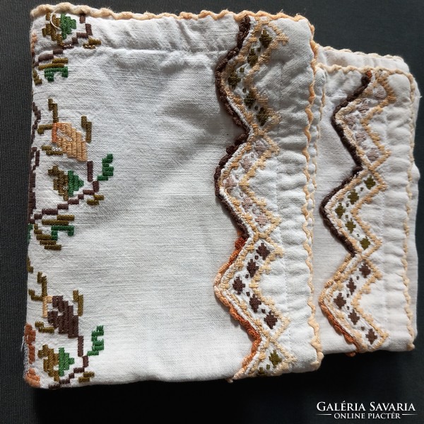 An old, more than 100-year-old embroidered pillowcase from Transylvania. Peasant decoration. 2 pcs.