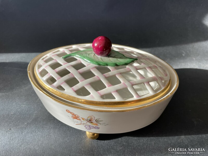 Hollóháza openwork cherry bowl is a rarity