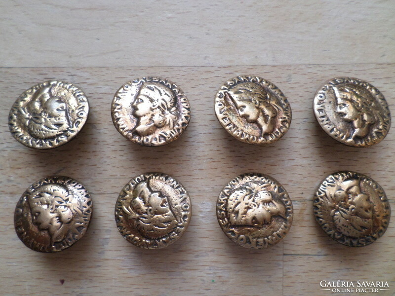 8 Pcs old copper metal button coin imitation 22.7 mm