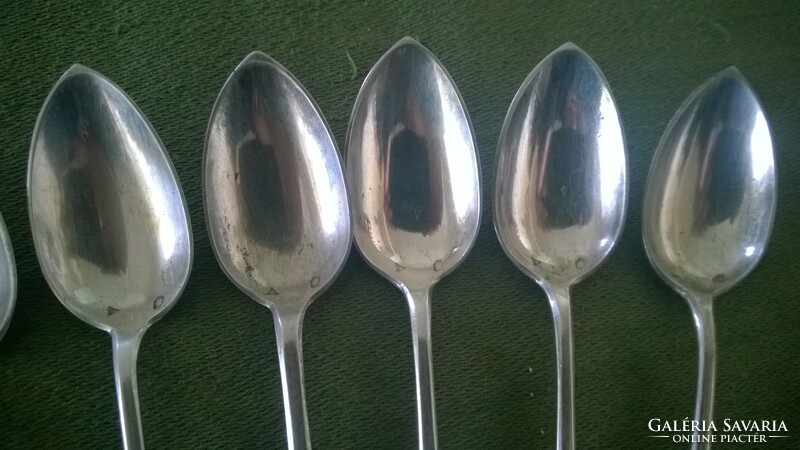 Antique silver teaspoon set with diamond, noble coat of arms 190 g