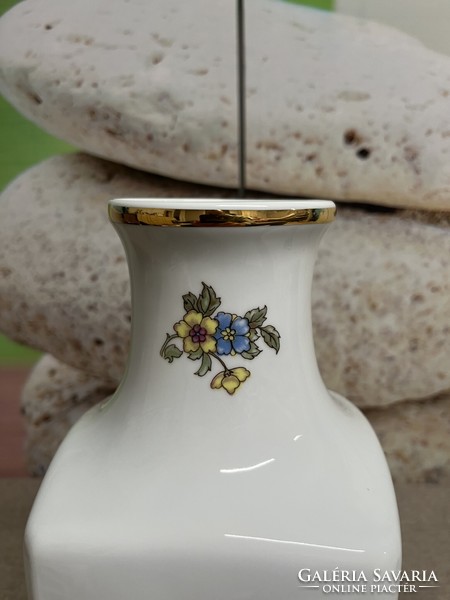 Hollóházi flower pattern porcelain memorial vase a69