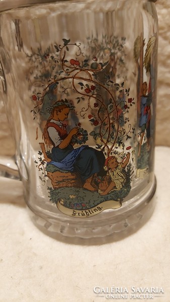 Beer mug metal glass with lid cup seasons